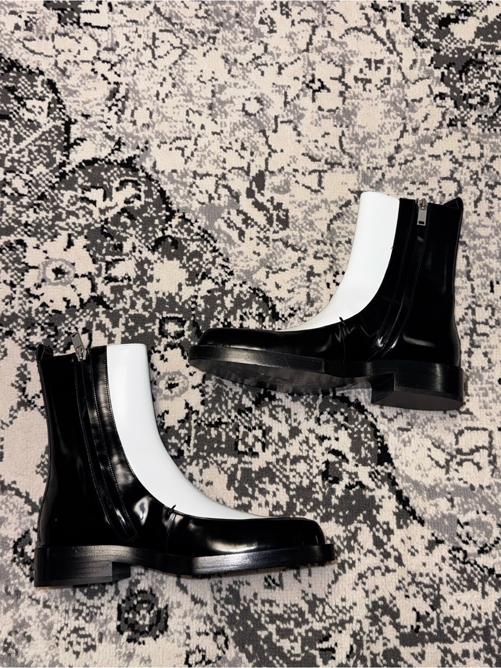 NEW! Jil Sander Black and White Two-Tone Ankle Boots Sz 6